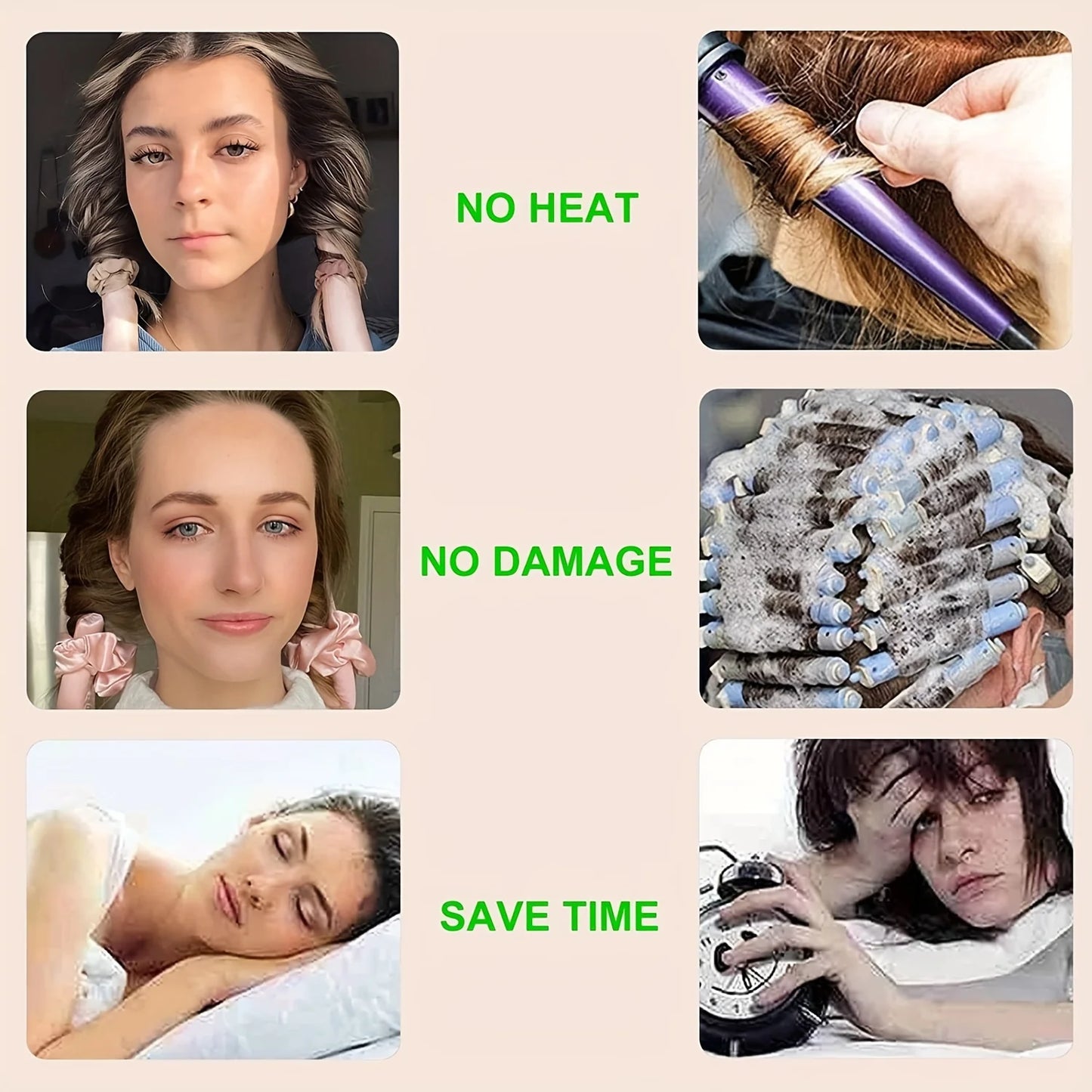 4 Pcs Heatless Curling Rod Headbands Hair Roller Set
